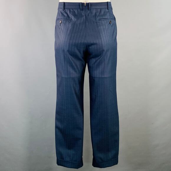 ERMENEGILDO ZEGNA Size 42 Regular Navy Blue Stripe Wool Notch Lapel Suit - Picture 7 of 16